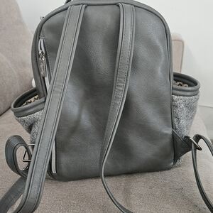 Elegant Gray Leather Backpack